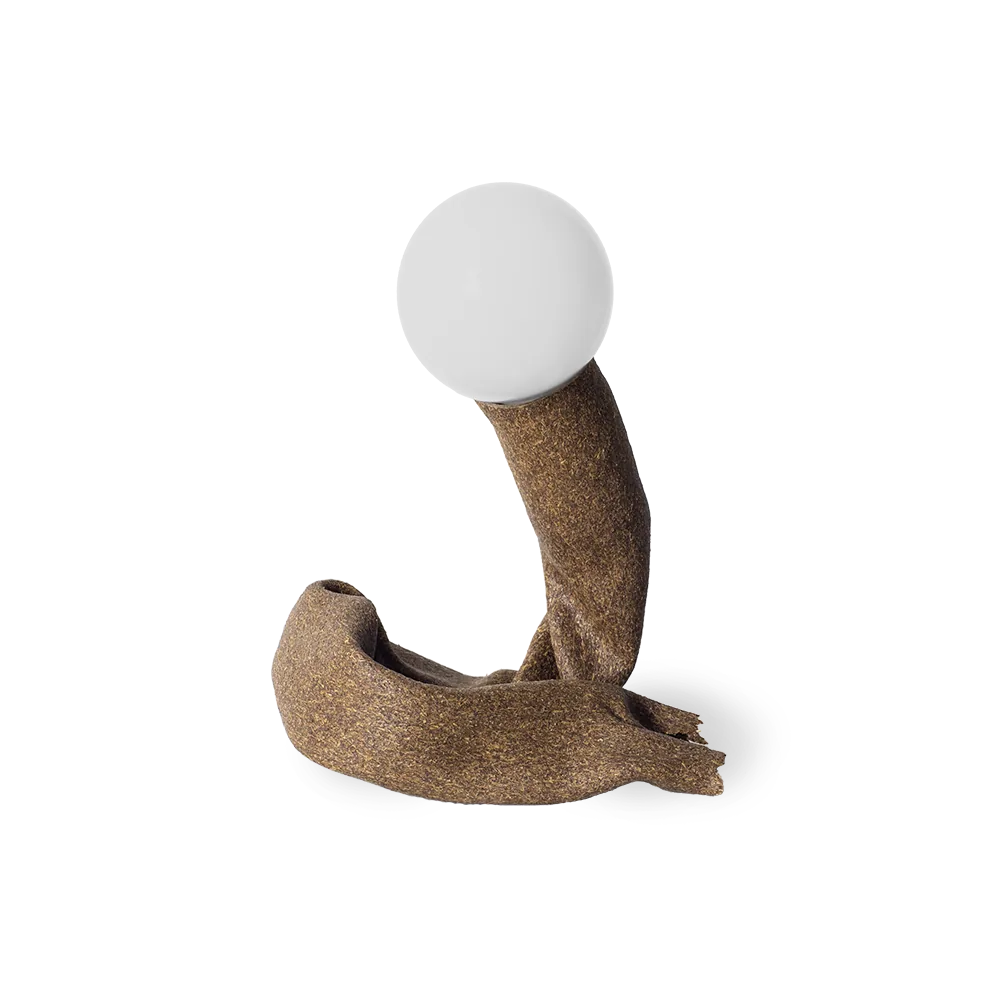 Senilia 11 table luminaire in hand-extruded agrifood biocomposite