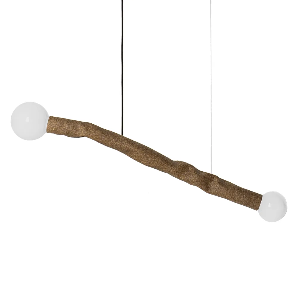 Senilia 64 horizontal pendant luminaire with two porcelain globes
