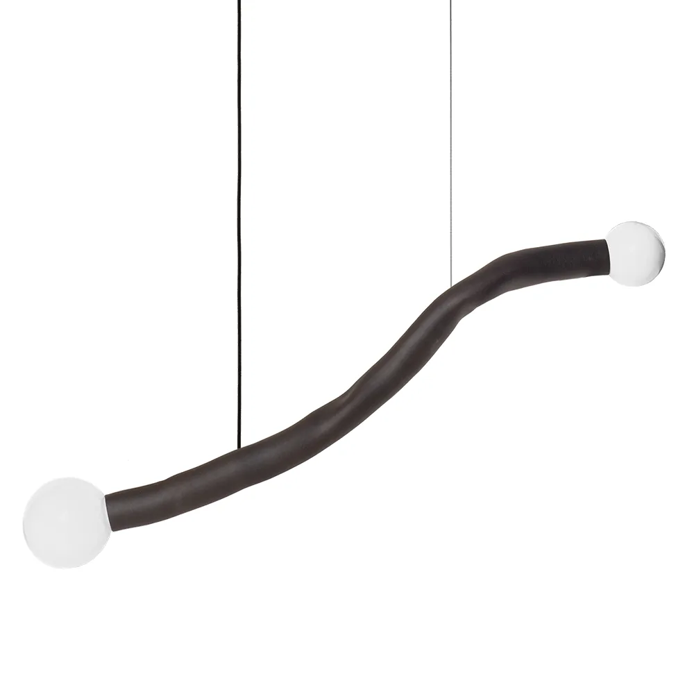 Senilia 64 horizontal pendant luminaire with two porcelain globes